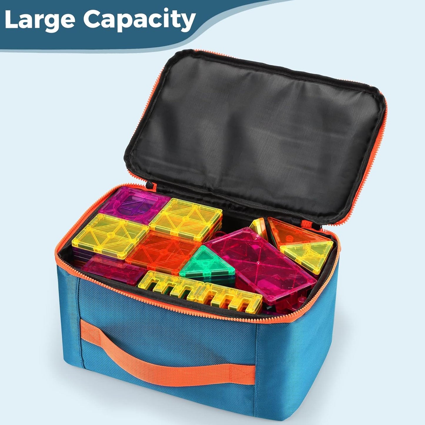 Gemmicc Toy Carry Case,Magnetic Tiles Storage Bag, Water Resistant Oxford Cloth Organizer, Box Storage Bin for Playroom, Classroom,Home Organization