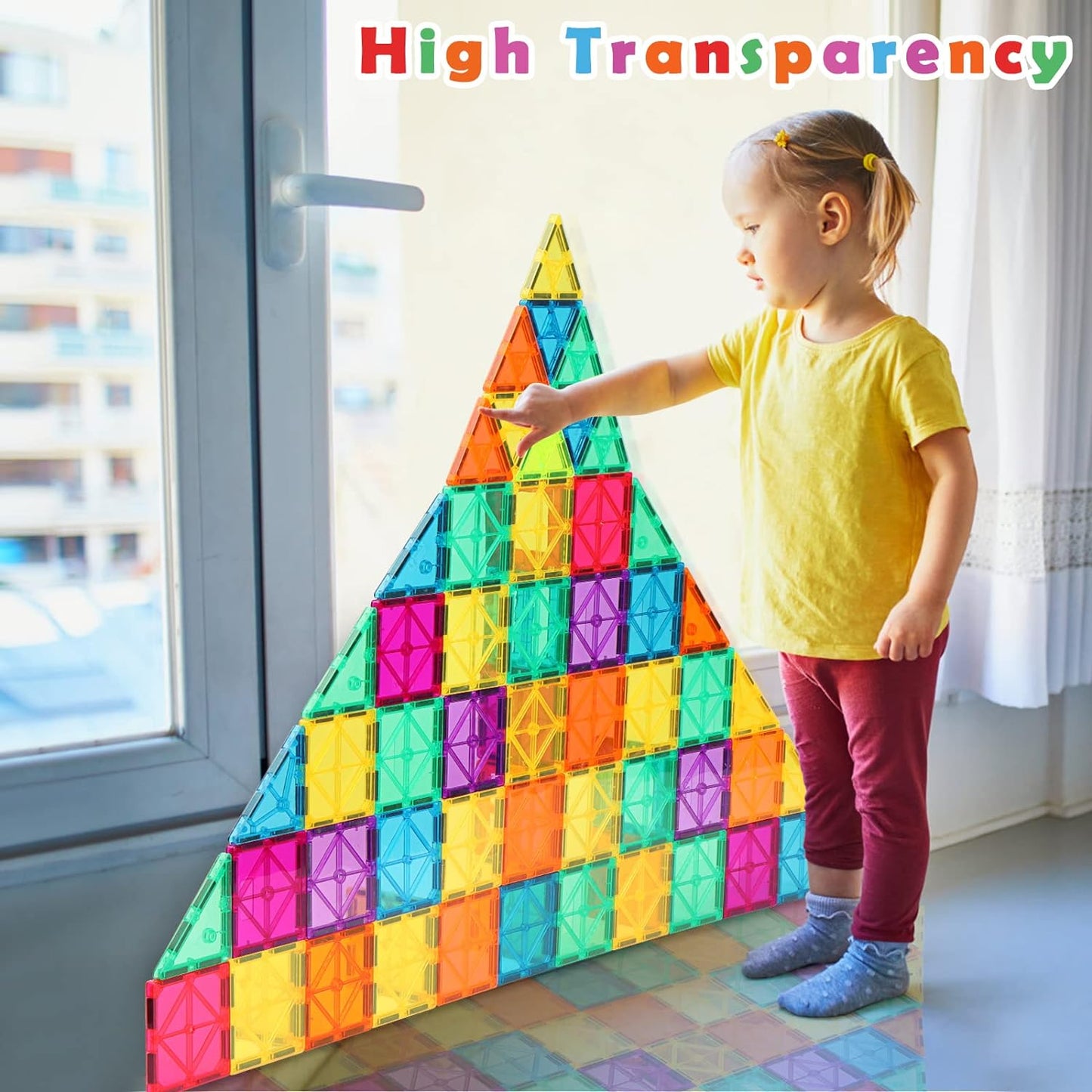 Gemmicc Magnetic Tiles Building Blocks for Kids, STEM Approved Educational Toys,3D Magnet Puzzles Stacking Blocks for Boys Girls,100 PCS Advanced Set with 2 Cars