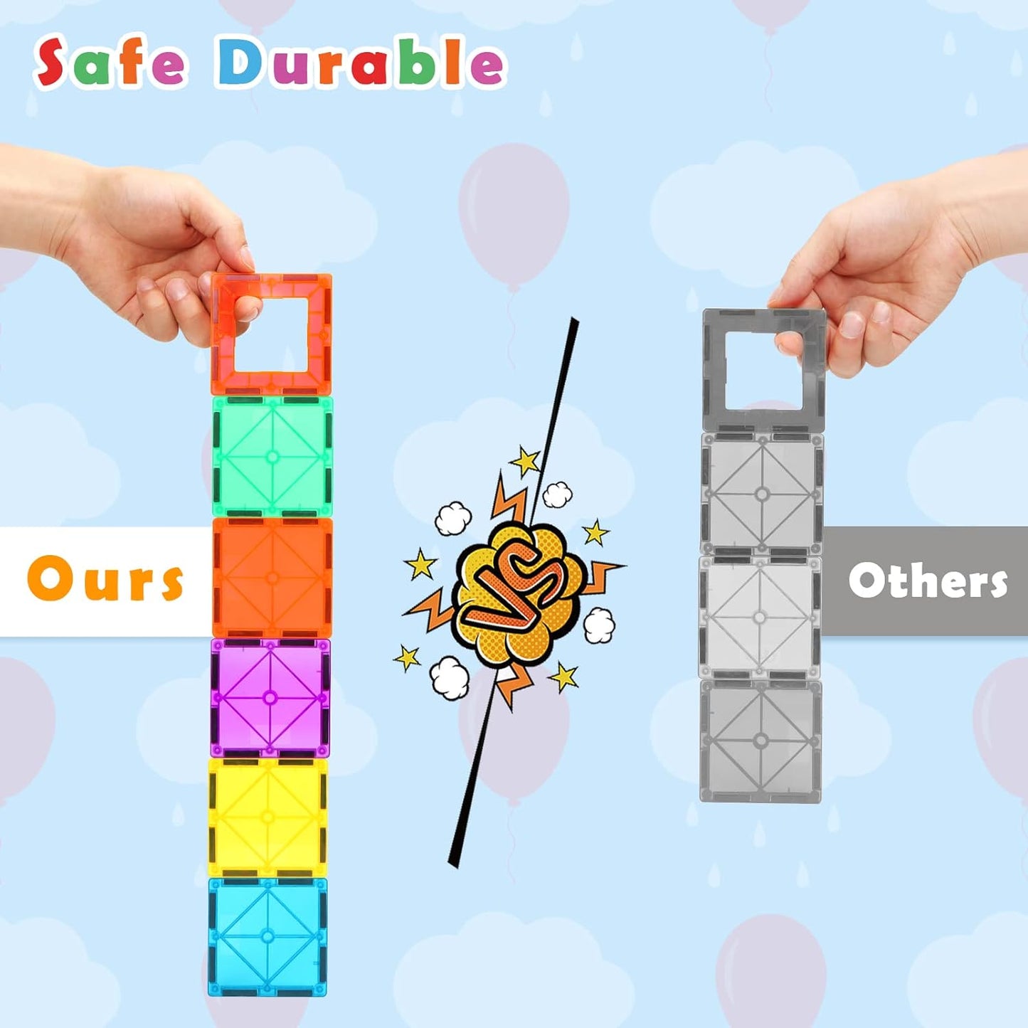 Gemmicc Magnetic Tiles Building Blocks for Kids, STEM Approved Educational Toys,3D Magnet Puzzles Stacking Blocks for Boys Girls,100 PCS Advanced Set with 2 Cars