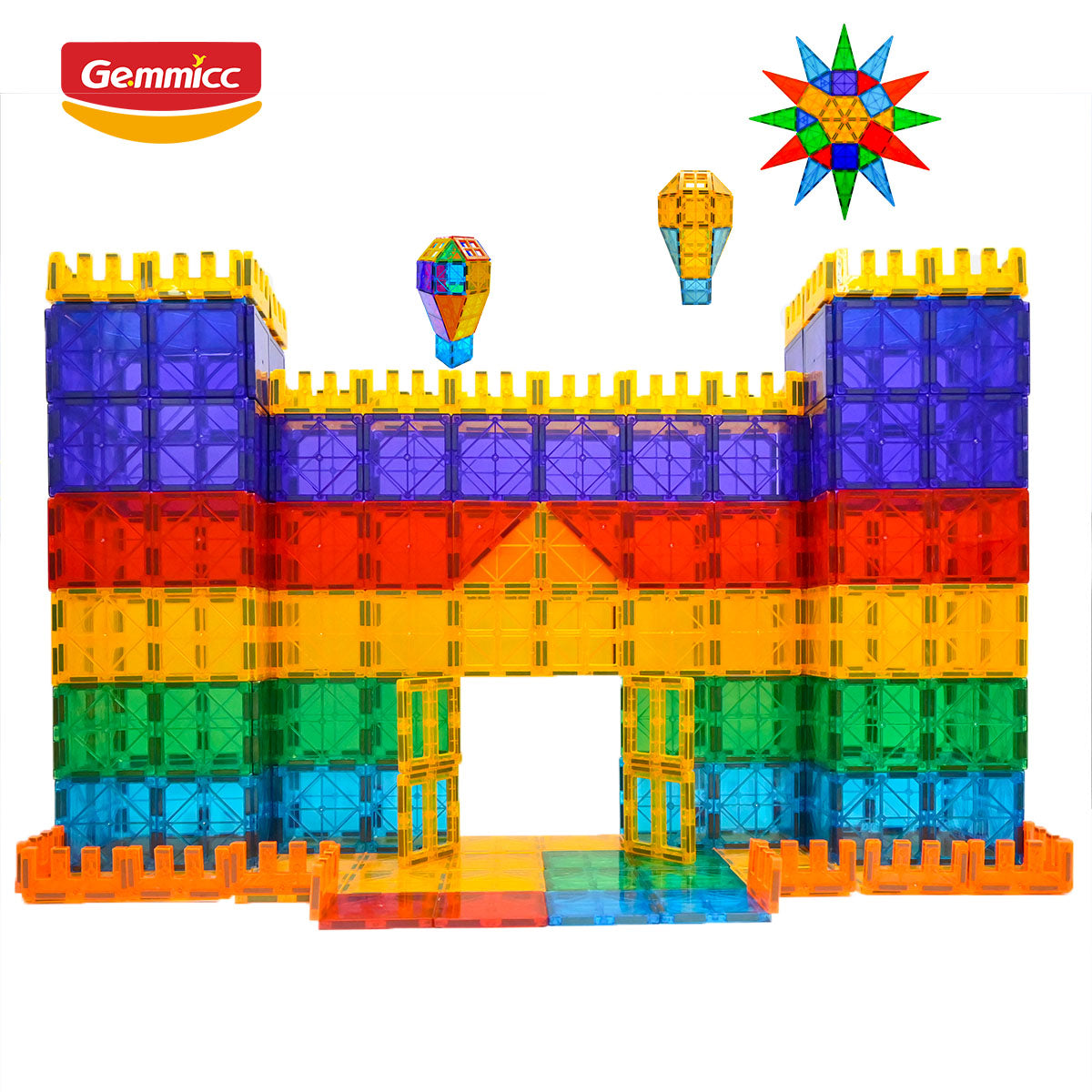 Gemmicc 120pcs Magnetic Tiles Set In Neutral Packing