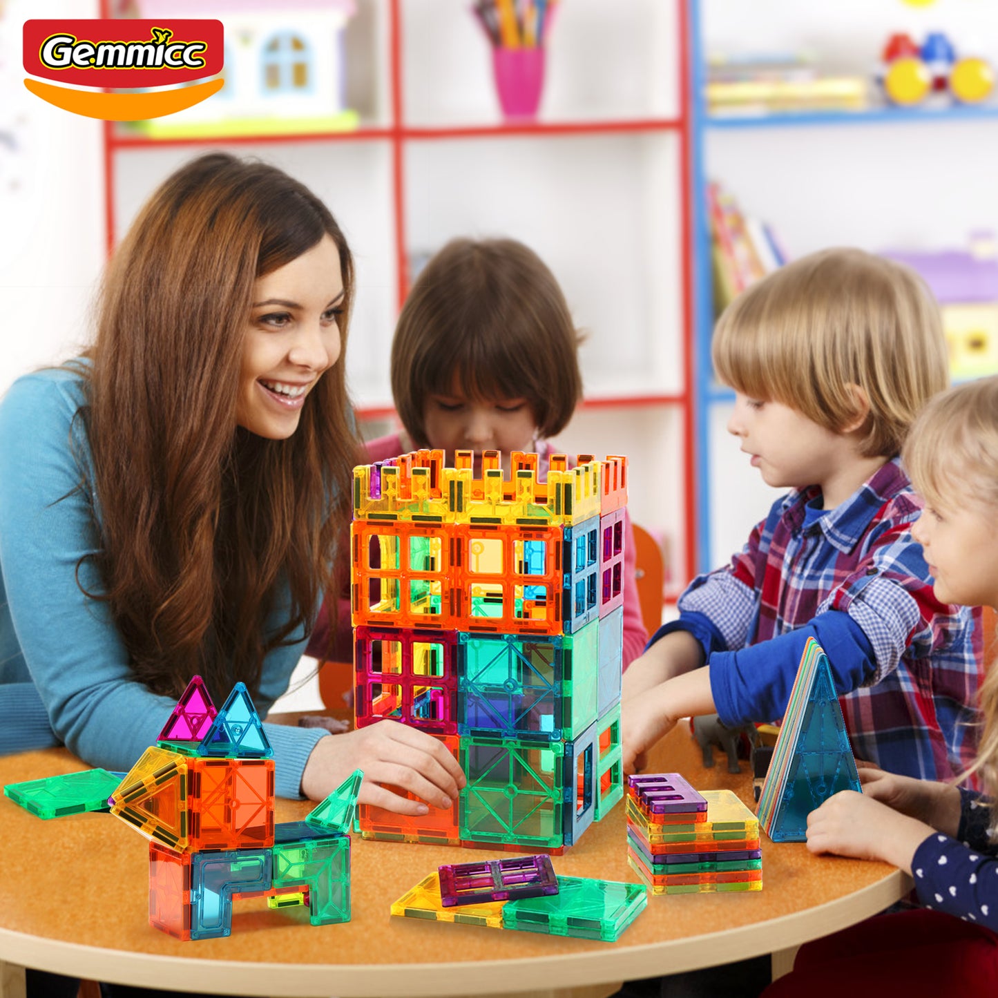 Gemmicc 63pcs Magnetic Tiles Set