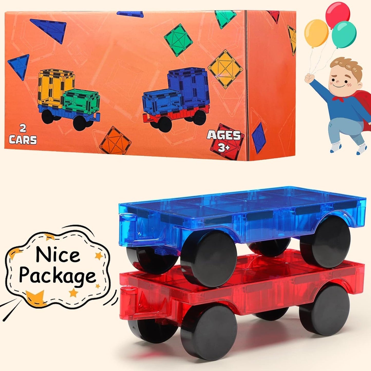 Gemmicc 2 PCS Magnetic Car Set,Magnet Construction Vehicle,Magnet Car Truck Compatible with Magnetic Tiles,STEM Educational Toys for Boys and Girls…