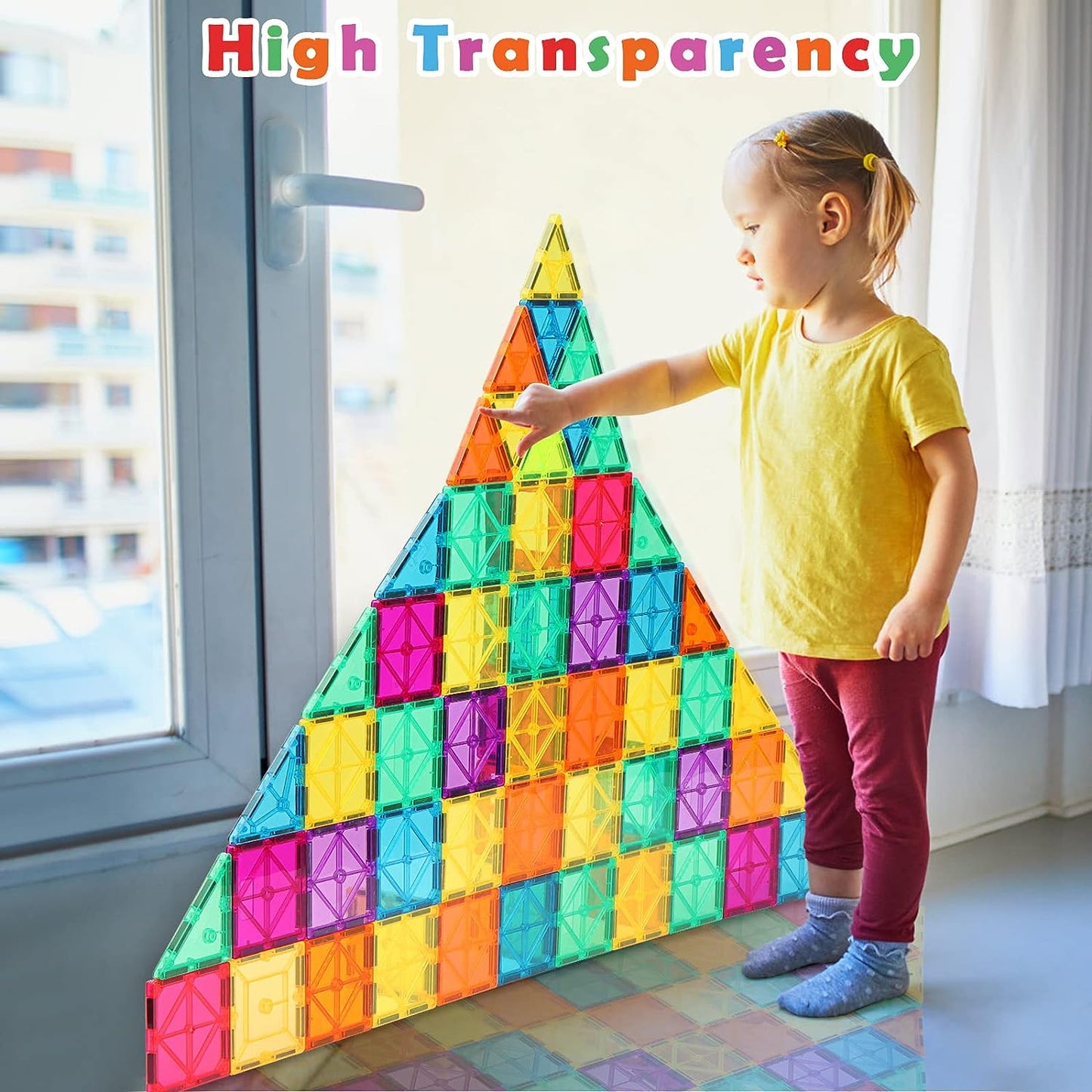 Gemmicc Magnetic Tiles, Magnet Toys Building Blocks for Kids, STEM Approved Educational Toys, Magnet Puzzles Stacking Blocks for Boys Girls,55 PCS Starter Set
