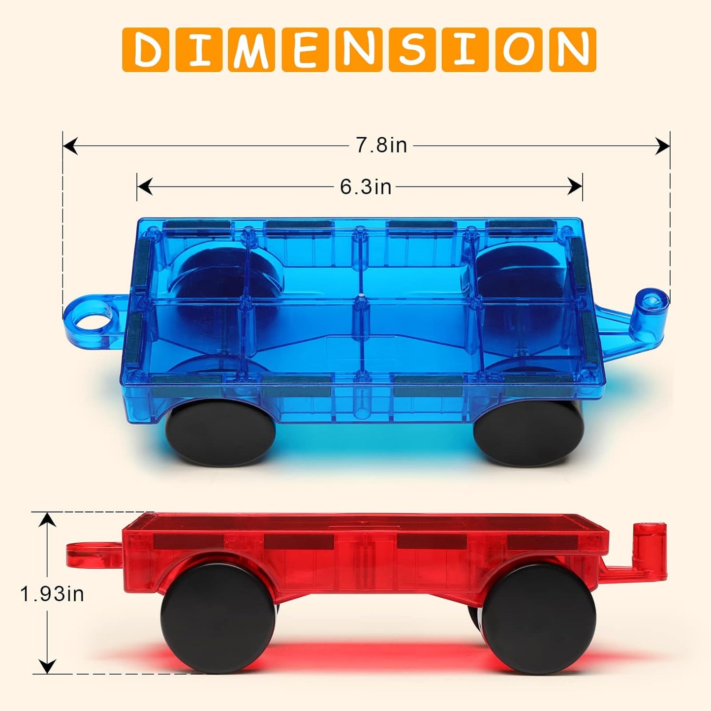 Gemmicc 2 PCS Magnetic Car Set,Magnet Construction Vehicle,Magnet Car Truck Compatible with Magnetic Tiles,STEM Educational Toys for Boys and Girls…