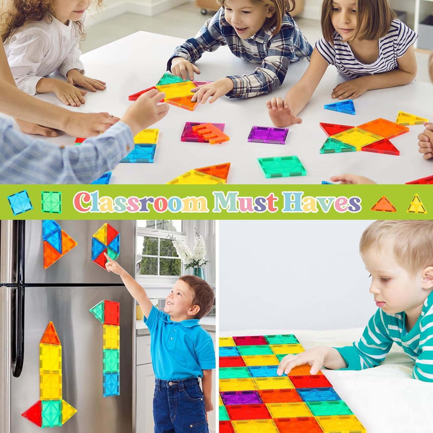 Gemmicc Magnetic Tiles, 126 PCS + Storage Case + 2 Figures, STEM Building Blocks Magnet Toys for Kids,Educational Building Toy Stacking Blocks for Boys Girls,Huge Set with 2 Cars