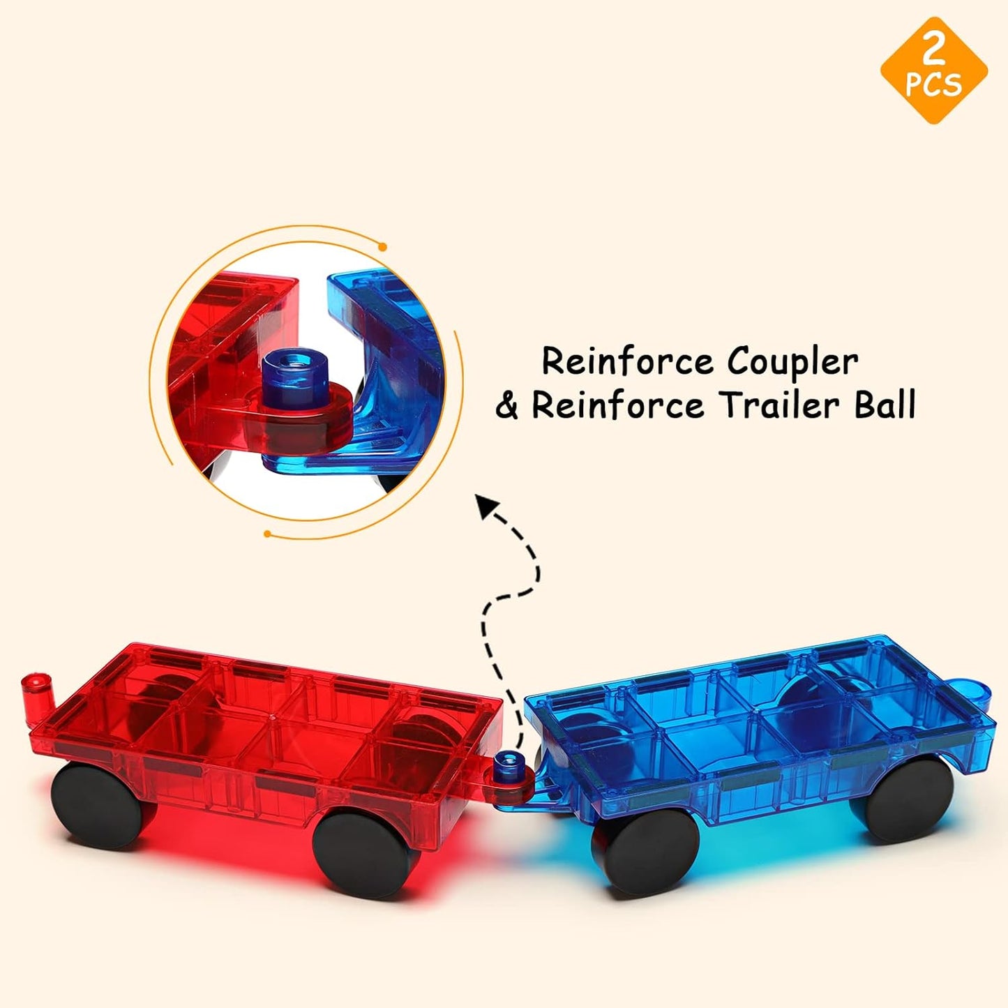 Gemmicc 2 PCS Magnetic Car Set,Magnet Construction Vehicle,Magnet Car Truck Compatible with Magnetic Tiles,STEM Educational Toys for Boys and Girls…
