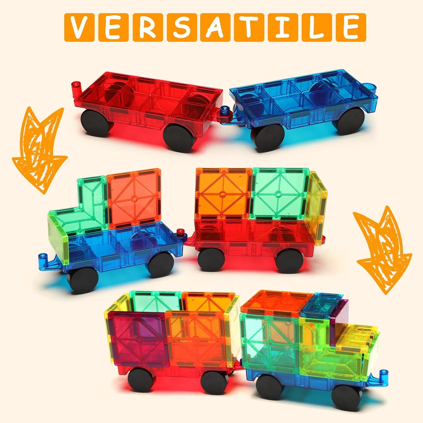 Gemmicc 2 PCS Magnetic Car Set,Magnet Construction Vehicle,Magnet Car Truck Compatible with Magnetic Tiles,STEM Educational Toys for Boys and Girls…