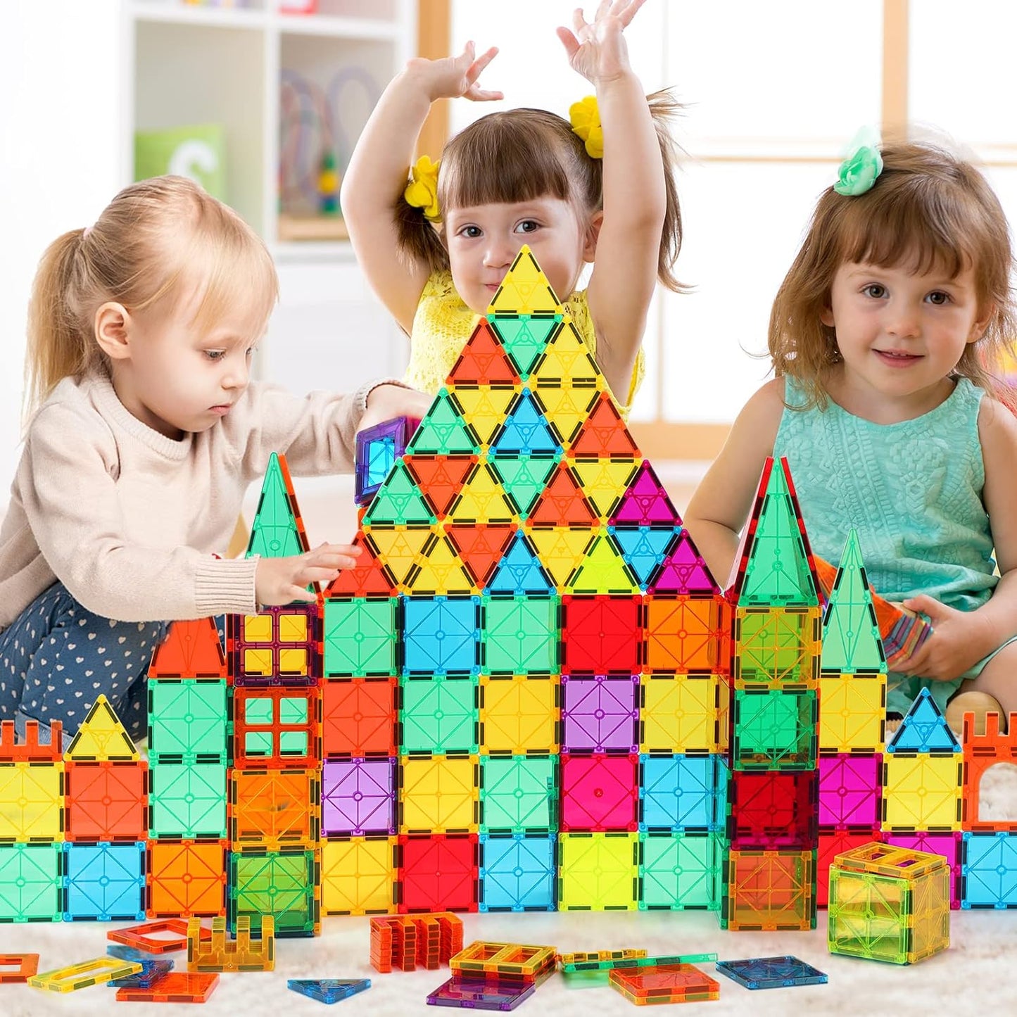 Gemmicc Magnetic Tiles, Magnet Toys Building Blocks for Kids, STEM Approved Educational Toys, Magnet Puzzles Stacking Blocks for Boys Girls,55 PCS Starter Set