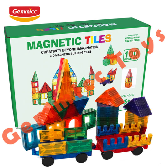 Gemmicc 100pcs Magnetic Tiles Set In Neutral Packings
