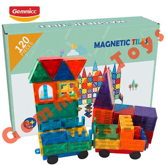 Gemmicc 120pcs Magnetic Tiles Set In Neutral Packing